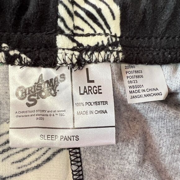 A Christmas Story Pajama Sleep Pants Ralphie Mens Large Raw Cut Hem 27.5” Inseam - Picture 4 of 14